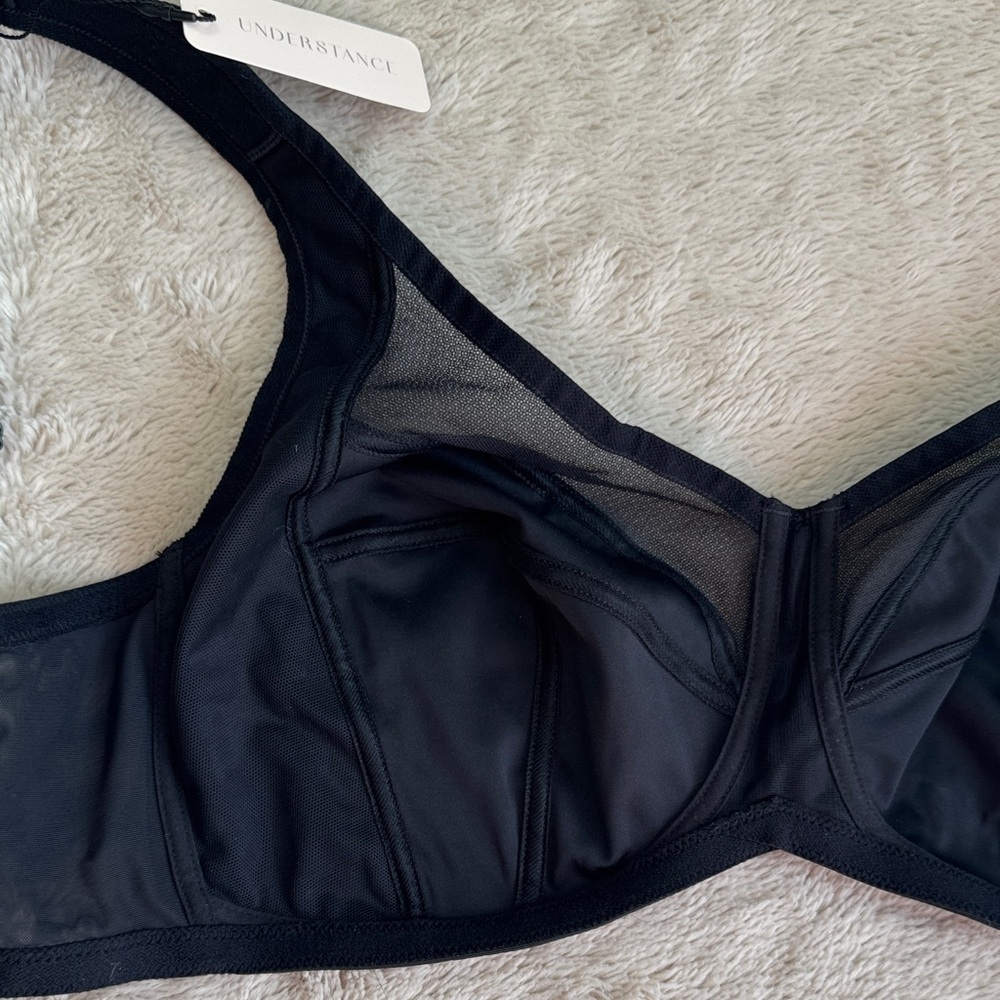 NWT Understance Black Full-Cup Support Bra with Mesh Accents 36DDD/F - Picture 6 of 8